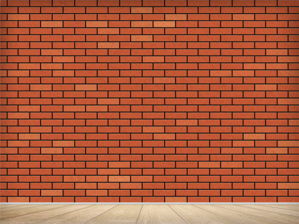 室内为空白红砖墙，木地板图片下载