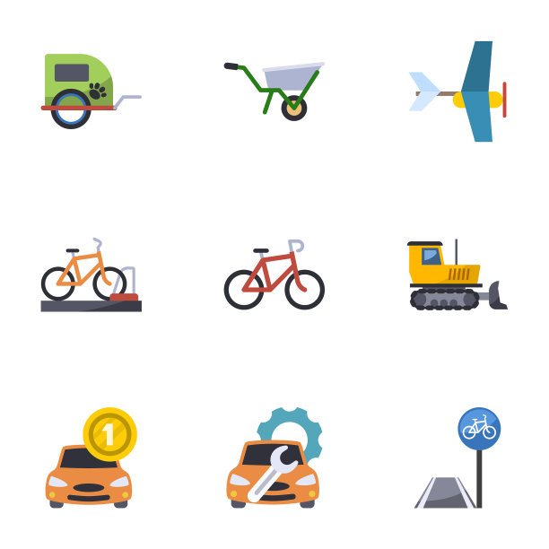 9运输平面图标设置隔离在白色图片下载