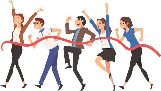 商务人员越过终点线团队图片下载