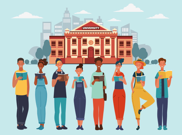 年轻人一起读书。回到学校，学习，学习知识和教育向量的概念图片下载