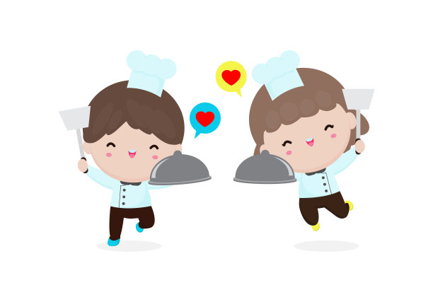 可爱的孩子专业厨师，儿童烹饪厨师矢量插图孤立在白色的背景图片下载