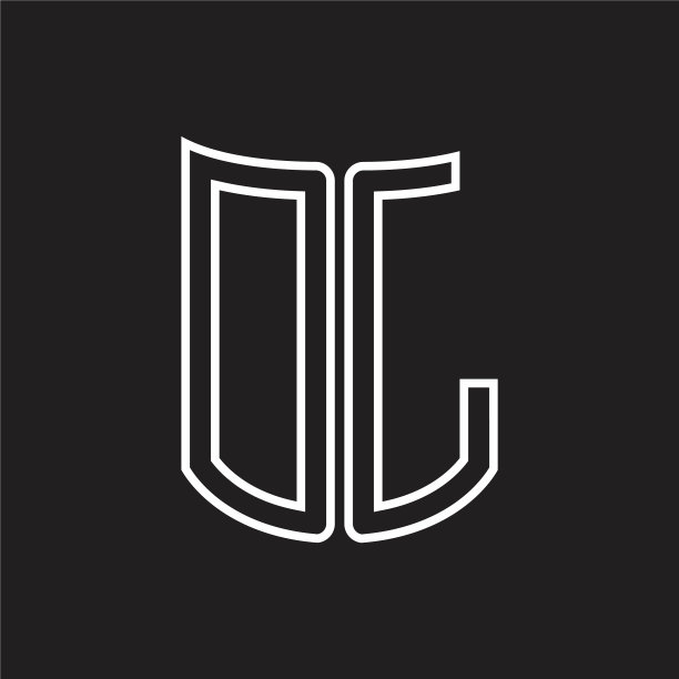 Dl标志用缎带风格的字母组合轮廓设计图片下载