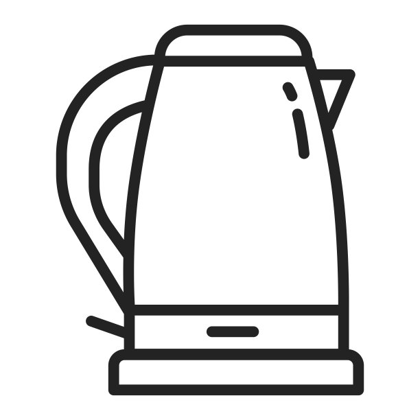 电水壶黑线图标。家庭设备。厨房电器。为网页、手机应用、横幅签名。图片下载