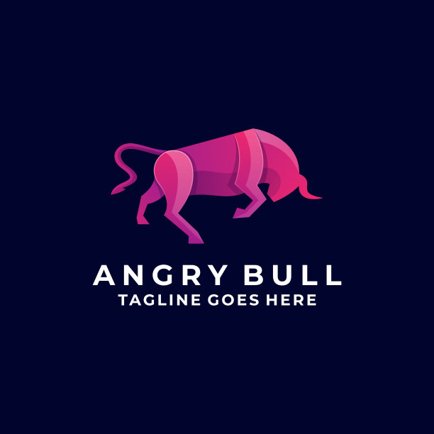 标志愤怒的公牛梯度彩色图片下载