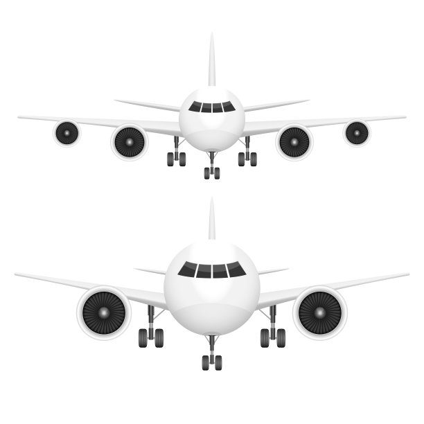 飞机前视图矢量设计插图孤立的背景图片下载