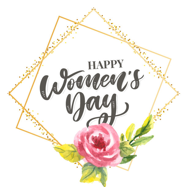 妇女节文字设计与鲜花和心图片下载