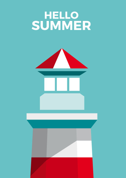 彩色的灯塔。设计模板的宣传册，传单或部署为商业目的。向量夏天背景图片下载