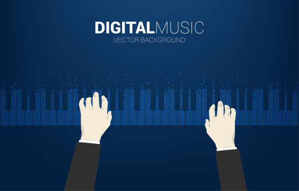 钢琴手用钢琴键从像素变换。图片下载