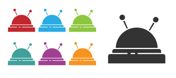 黑针床和针图标孤立在白色背景。手工和缝纫主题。设置图标丰富多彩。矢量图图片下载