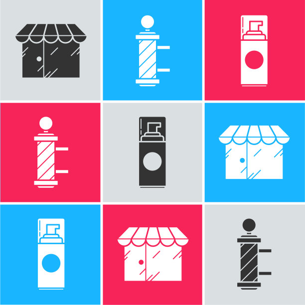 设置理发店大楼经典的理发店杆子图片下载