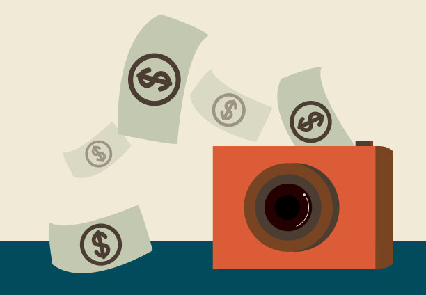平面相机和飞钱，股票照片的概念图片下载