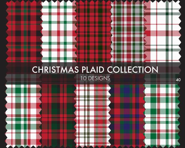 圣诞花格格子无缝格子图案系列图片下载