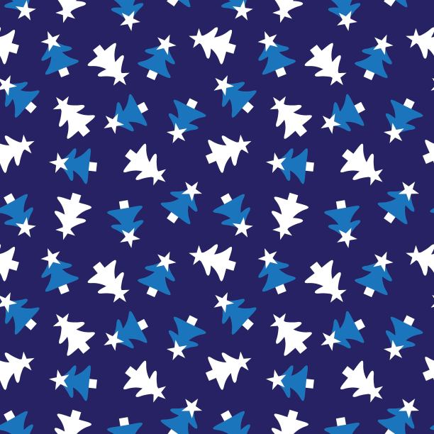 圣诞蓝色假日无缝图案图片下载