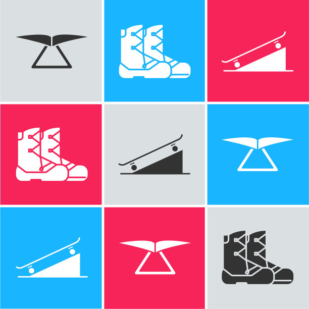 在街道上悬挂滑翔机靴和滑板图片下载