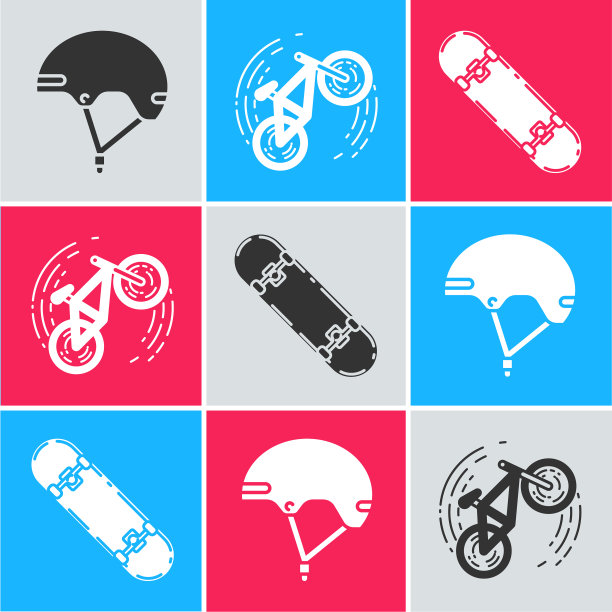 设置头盔自行车特技和滑板特技图片下载