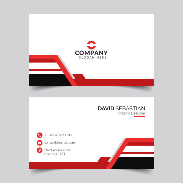 现代和干净的名片设计模板。最小的企业矢量背景，传单设计，名片模板，矢量插图。红色和白色的创意名片为您的公司。图片下载