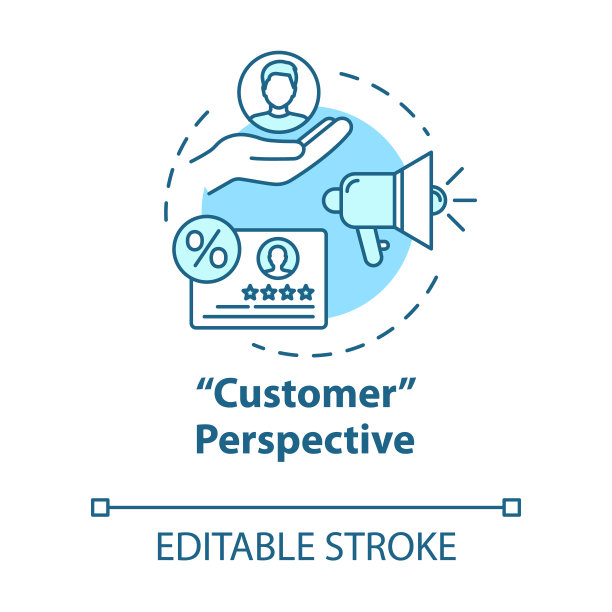 客户视角概念图标。引导客户。建立观众。销售前景。市场份额增长思路的细线说明。矢量隔离轮廓RGB彩色绘图。可编辑的中风图片下载