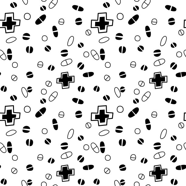无缝模式与药物、胶囊、药物、药丸、片剂。医药背景和纹理。矢量EPS10插图涂鸦风格图片下载