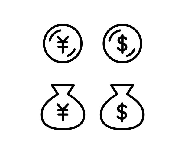 硬币相关的矢量图标集。图片下载