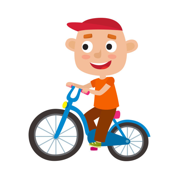 卡通男孩骑着自行车，骑着自行车玩得很开心图片下载