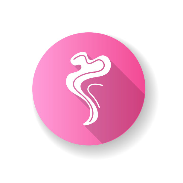 气味粉平设计长阴影字形图标。香水气味漩涡。香气扑面而来，油烟扑面而来。烟冒出来，蒸汽卷起，蒸发。芳香呈螺旋状流动。剪影RGB彩色插图图片下载