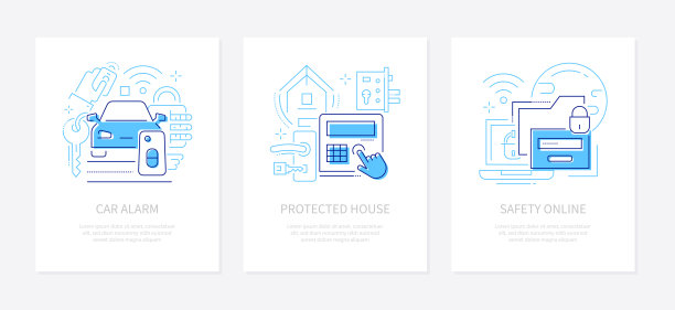 防护和安全线设计风格横幅设置图片下载