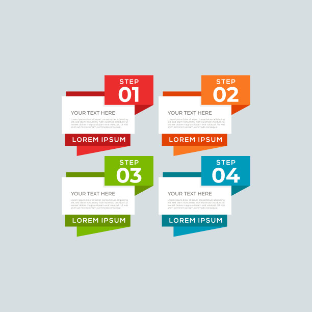 现代和创造性的商业信息图设计模板与四个元素和形状。可用于流程，演示，界面，教育，图表，工作流布局，信息图，网页设计。图片下载