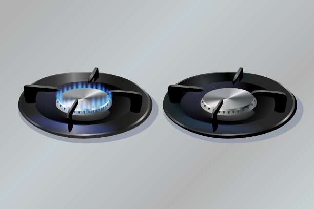 一套厨房煤气燃烧器。图片下载