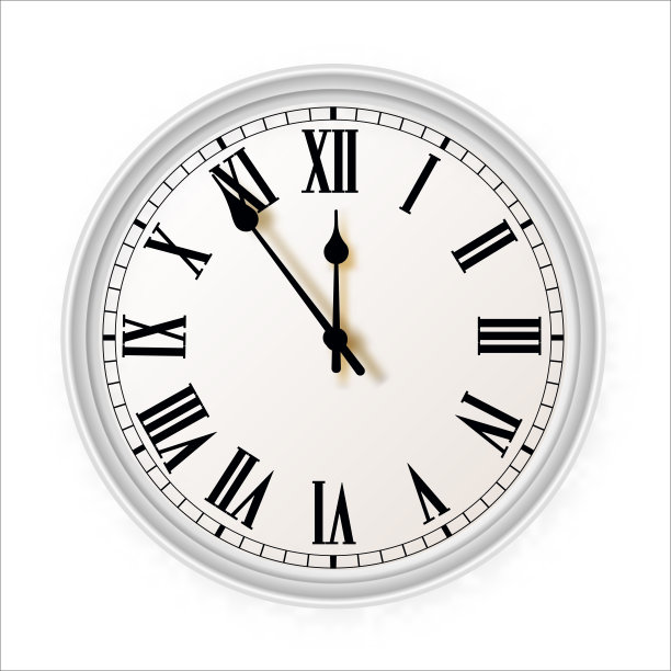 白色墙壁办公室时钟图标设置。设计模板特写矢量。品牌和广告的模型孤立在白色背景。图片下载