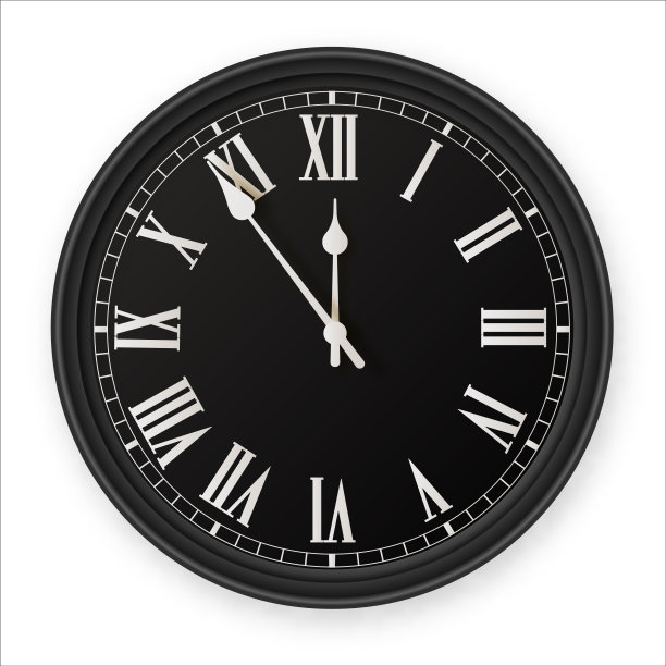 在白色背景上孤立的圆形时钟。最小的概念。平的。向量illusration图片下载