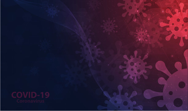 Covid-19冠状病毒概念、暴发流感背景。大流行医学健康风险概念与疾病细胞是危险载体设计图片下载