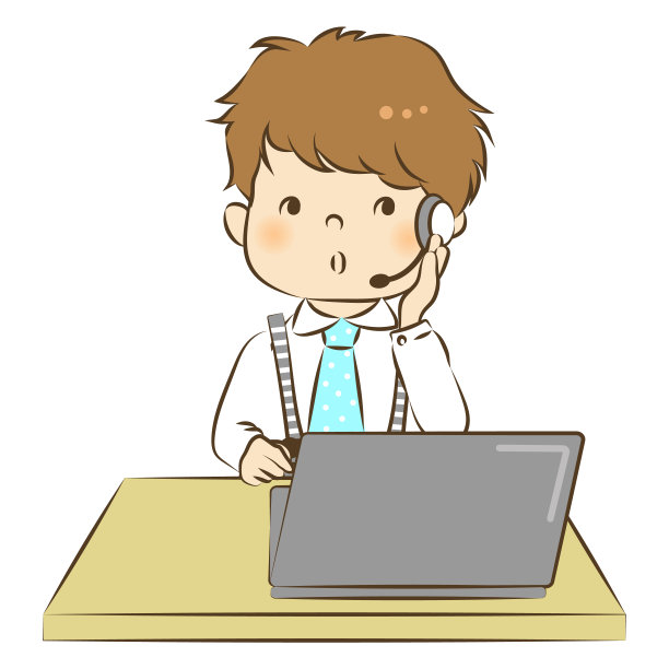 接听呼叫中心电话的男子矢量图图片下载