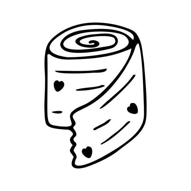 手绘厕纸卷孤立在一个白色的背景。涂鸦，简单的大纲插图。可用于纺织品、纸张等表面的装饰。图片下载