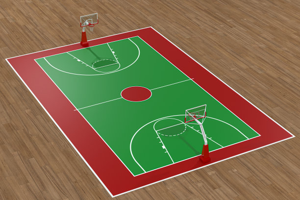 篮球场，木地板，3d渲染。图片下载