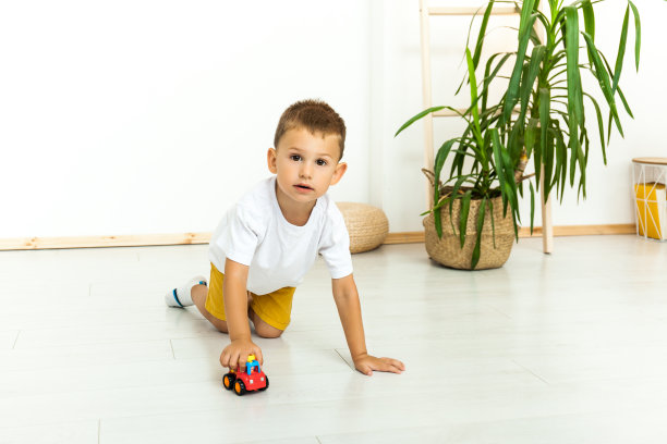 可爱的小男孩在玩玩具图片下载