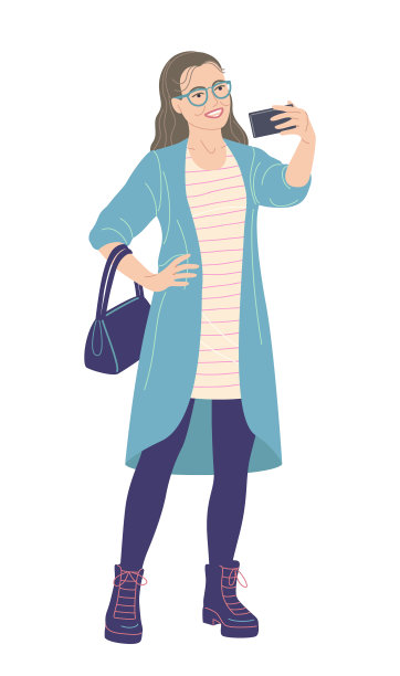 年轻女子用智能手机自拍图片下载