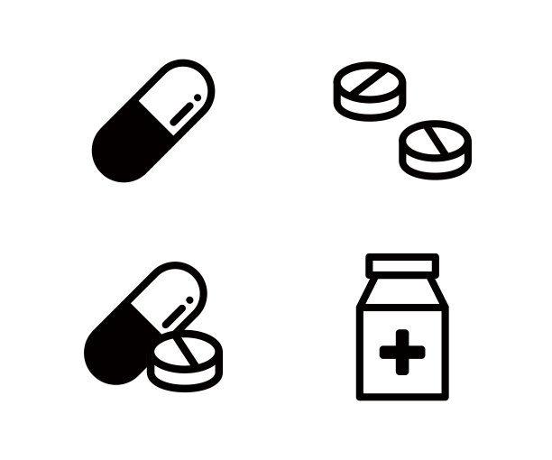 药片的图标集。图片下载