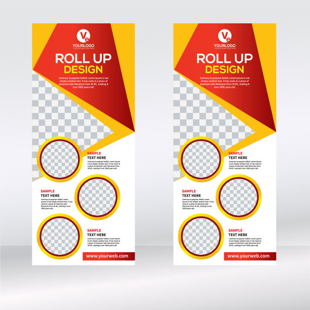 卷起横幅垂直设计模板横幅图片下载