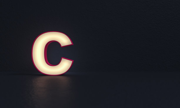 磨砂玻璃字母C -深色背景- 3d渲染图片下载