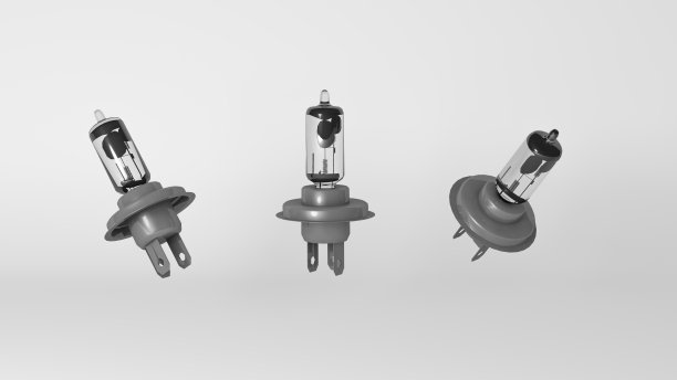 近距离的汽车灯泡与三侧视图，汽车和设备模拟图片下载