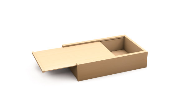 近距离的工艺盒模型，纸和木材材料图片下载