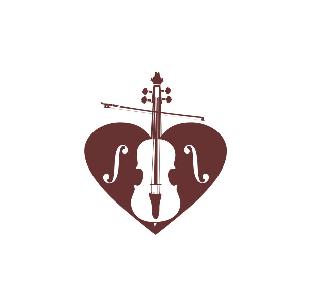 小提琴或大提琴爱心音乐的标志和图标图片下载