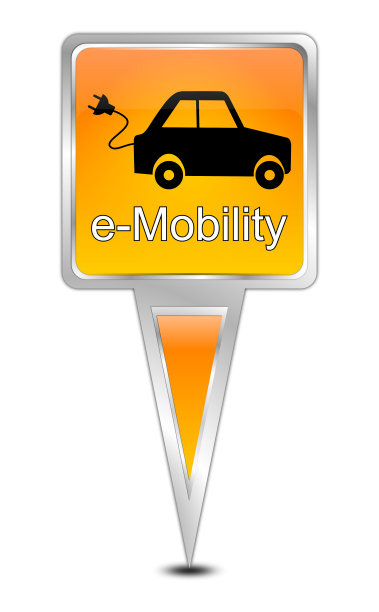 地图指针与e-Mobility - 3d插图图片下载
