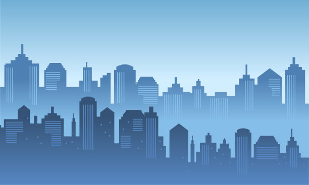 以蓝天为背景的城市剪影图片下载