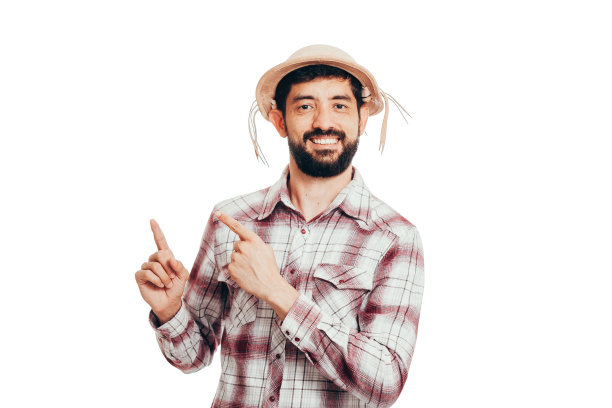 身穿传统服装的巴西人朱尼纳节日-六月的节日-孤立在白色的背景图片下载