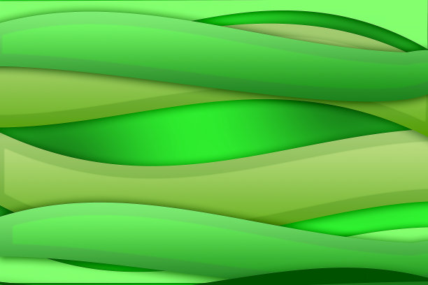 创意抽象几何背景与不同色调的绿色波浪。背景。图片下载