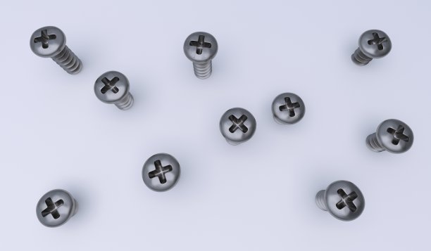 干墙螺丝在墙壁上的白色背景3d渲染图片下载