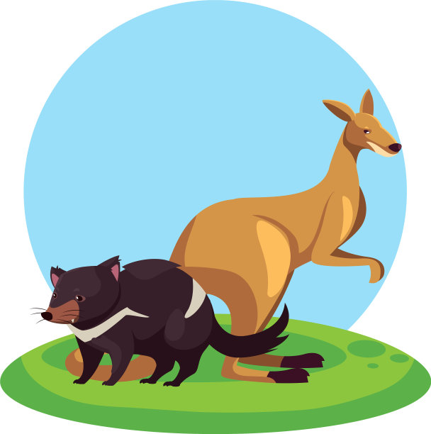 袋鼠和袋獾的景观图片下载