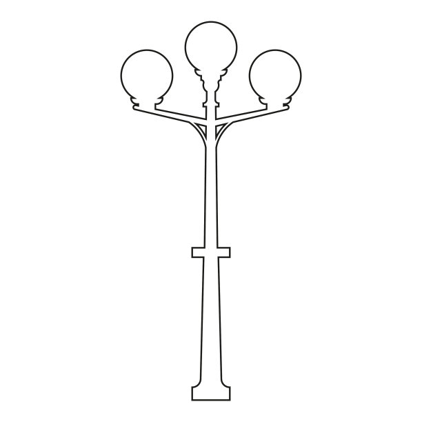 轮廓街灯的剪影孤立在白色图片下载