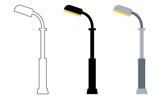 轮廓黑色剪影卡通街灯图片下载